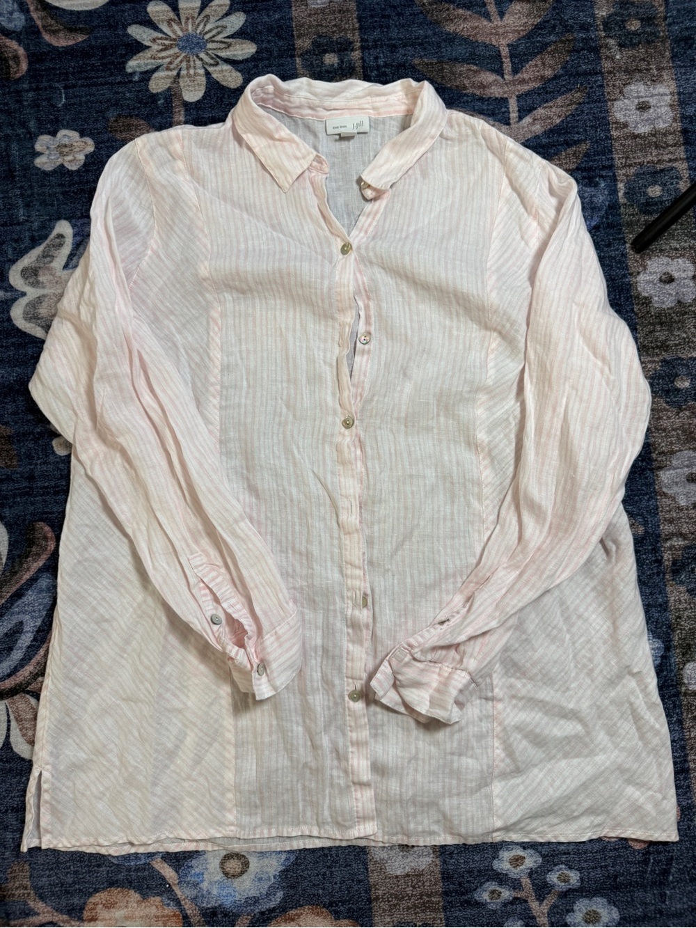 J. Jill Pale Pink Striped Button-Down Shirt